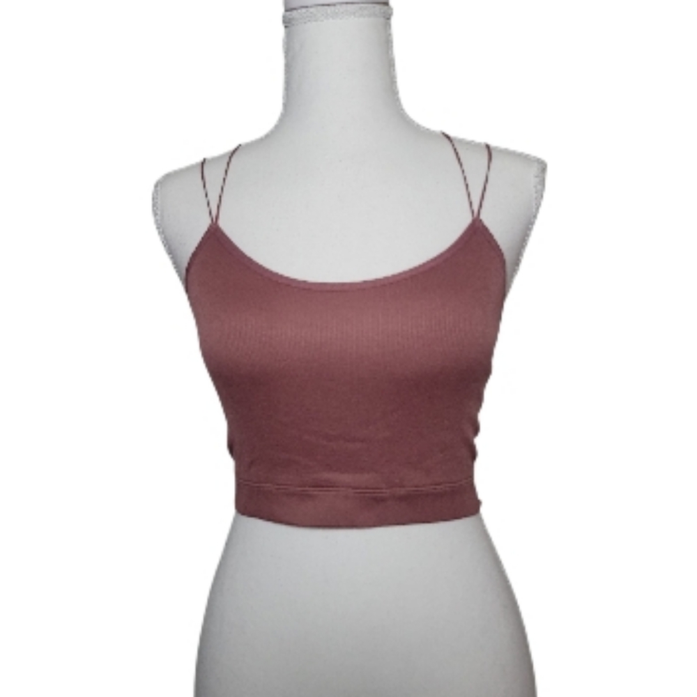 Women’s Ribbed Spaghetti-Strap Cropped Cami - Mauve